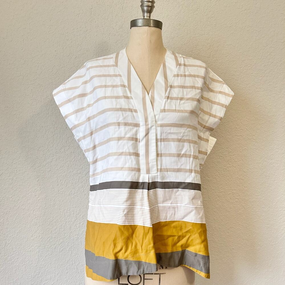 PIAZZA SEMPIONE Tunic Top Striped V-Neck Sleeveless Blouse